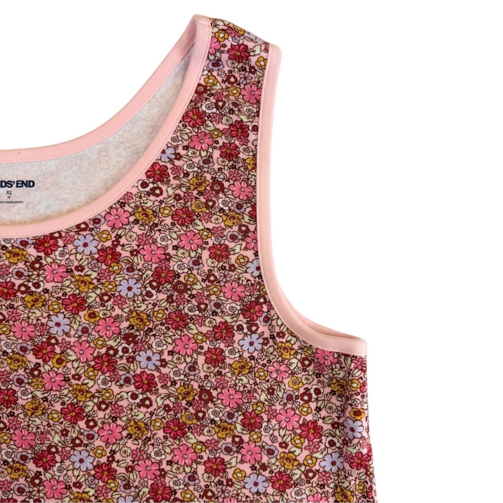 Lands End Womens XL Pink Floral Print Cotton Sleeveless Tank Top - Picture 3 of 10